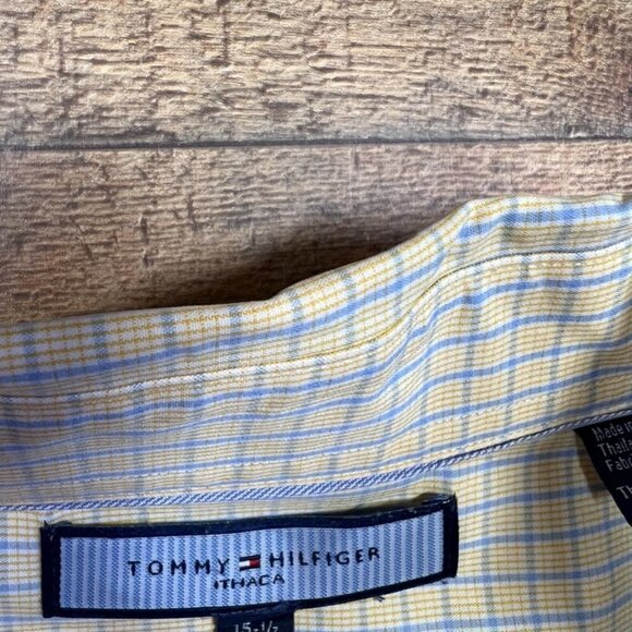 Men's Tommy Hilfiger Yellow& Blue Button Down size M - Picture 3 of 5
